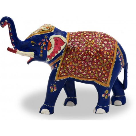 Elephant with Trunk Up Made using Metal and Hand Painted - Home Decor Gift