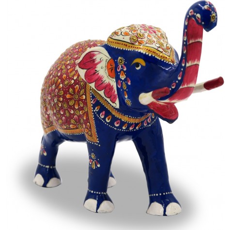 Elephant with Trunk Up Made using Metal and Hand Painted - Home Decor Gift
