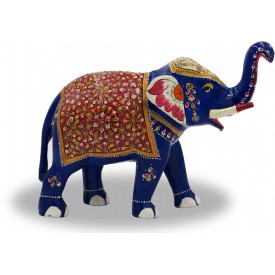 Elephant with Trunk Up Made using Metal and Hand Painted - Home Decor Gift