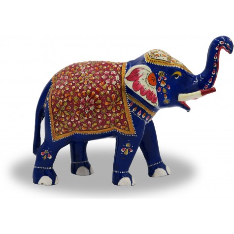 Elephant with Trunk Up Made using Metal and Hand Painted - Home Decor Gift
