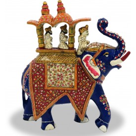 Elephant Ambabari Design in Metal Handmade and handpainted - Home Decor Gift  