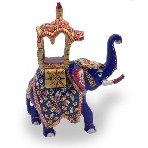 Elephant Ambavari made in Metal and Hand Painted - Home Decor Gift