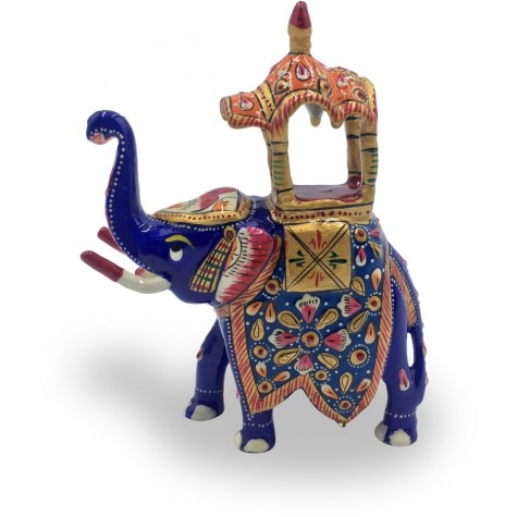 Elephant Ambavari made in Metal and Hand Painted - Home Decor Gift