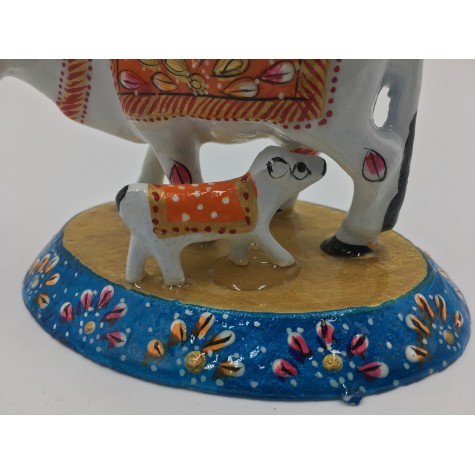 Cow with Calf made in Metal & Painted - Home Decor Handicraft