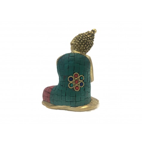 Buddha sitting with head on knee statue in brass 4 inches - colourful Buddah idol and figurines in brass - Indian handicraft Buddha sitting with head on knee statue in brass 4 inches - colourful Buddah idol and figurines in brass - Indian handicraft