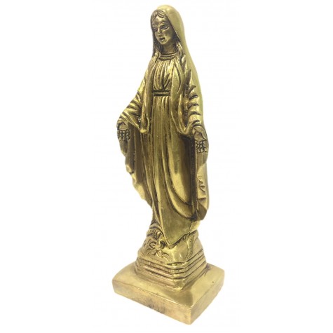 Virgin Mary Brass Statue 6 inches - Mother Mary Brass figurine - Madonna, Mother of Lord Jesus sculpture and carvings in brass