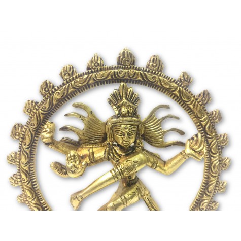 Natraj Statue in Brass 6 inches - Lord Shiva in dancing posture performing cosmic dance / tandav dance beautifully carved in brass