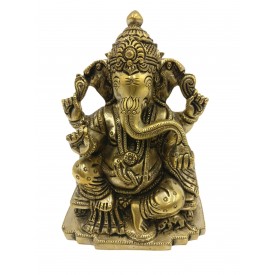 Ganesh statue in brass 5.5 inches - Ganesha idol and Ganpati figurines in brass - Indian handicrafts