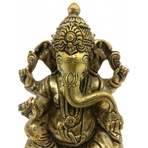 Ganesh statue in brass 5.5 inches - Ganesha idol and Ganpati figurines in brass - Indian handicrafts