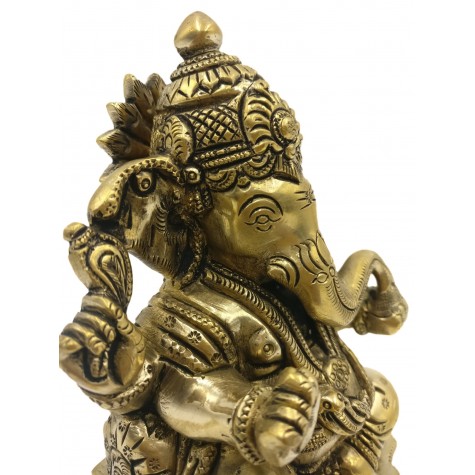 Ganesh statue in brass 5.5 inches - Ganesha idol and Ganpati figurines in brass - Indian handicrafts