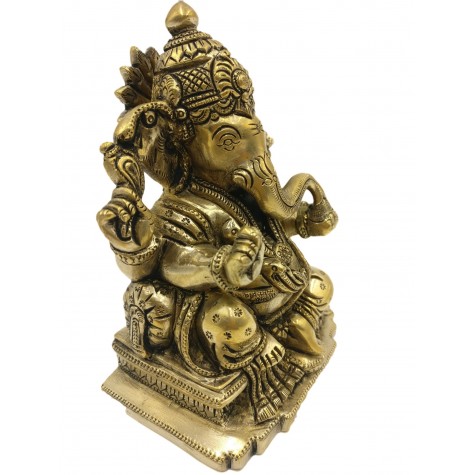 Ganesh statue in brass 5.5 inches - Ganesha idol and Ganpati figurines in brass - Indian handicrafts