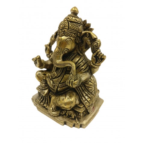 Ganesh statue in brass 5.5 inches - Ganesha idol and Ganpati figurines in brass - Indian handicrafts