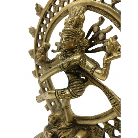 Natraj Statue in Brass 8 inches - Lord Shiva in dancing posture performing cosmic dance / tandav dance beautifully carved in brass