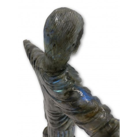 "Christ the Redeemer" - Majestic carving in natural labradorite stone 13 inches tall - handcarved statue / figurine of Jesus Christ
