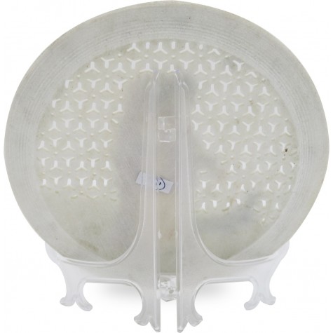 Marble Round Decorative Plate Cutwork with Lady Figurine - Indian Handicraft in Marble
