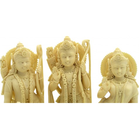 Ram Durbaar Statue handmade in Marble Powder - Ram Laxman Sita with Hanuman Handicraft from India