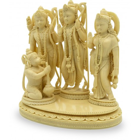Ram Durbaar Statue handmade in Marble Powder - Ram Laxman Sita with Hanuman Handicraft from India