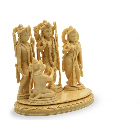 Ram Durbaar Statue handmade in Marble Powder - Ram Laxman Sita with Hanuman Handicraft from India