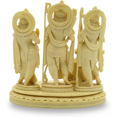 Ram Durbaar Statue handmade in Marble Powder - Ram Laxman Sita with Hanuman Handicraft from India
