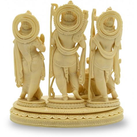 Ram Durbaar Statue handmade in Marble Powder - Ram Laxman Sita with Hanuman Handicraft from India