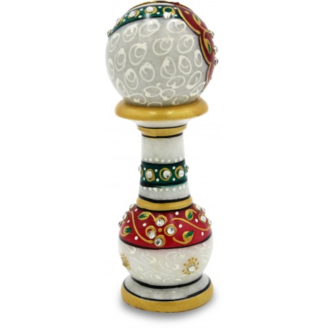 Table Decor - Pillar with Watch in Marble - Indian Handicraft