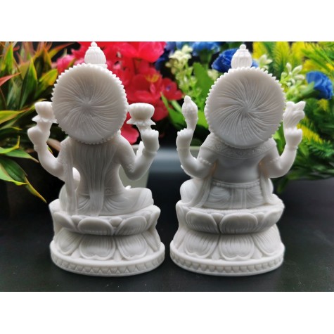 Laxmi Ganesh statue -  Indian Gods and Goddess idols and gifts in marble dust 5.5 inches - Diwali and festive occasion special gift