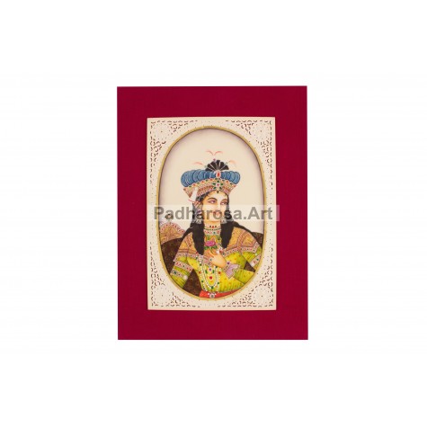 Mughal King Miniature Painting Framed
