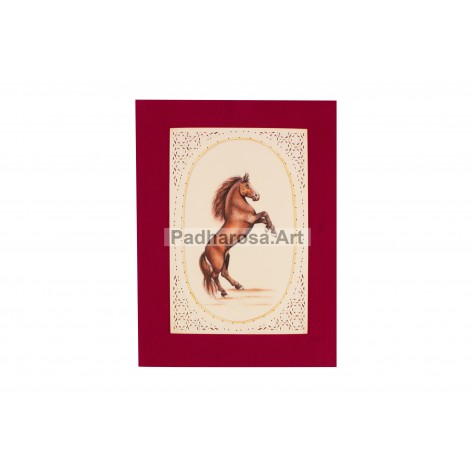 Miniature Painting of Horse standing on 2 Legs
