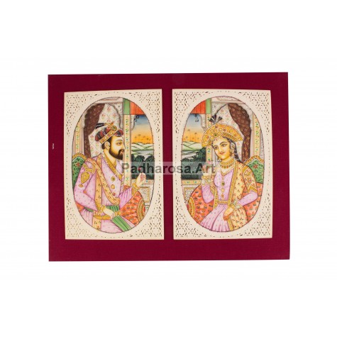 Miniature Painting of Mughal King & Queen