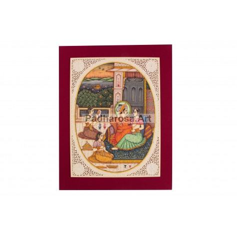 Miniature Painting of Mughal Emperor with Queen
