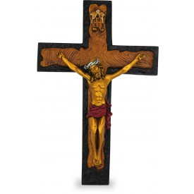 Jesus on Cross Handmade Gold Polyresin Statue - Jesus Christ Cross gift