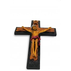 Jesus on Cross Handmade Gold Polyresin Statue - Jesus Christ Cross gift