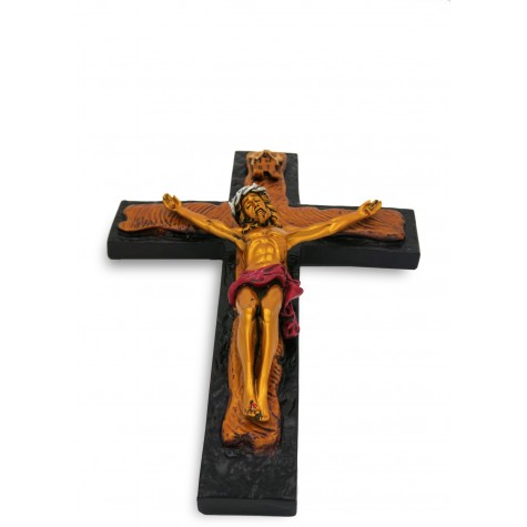 Jesus on Cross Handmade Gold Polyresin Statue - Jesus Christ Cross gift
