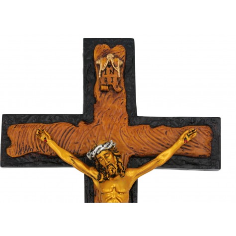 Jesus on Cross Handmade Gold Polyresin Statue - Jesus Christ Cross gift
