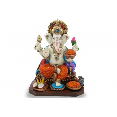 Majestic Ganesha Statue Handmade in Polyresin - Ganpati Idol made in resin for Elephant God Devotees