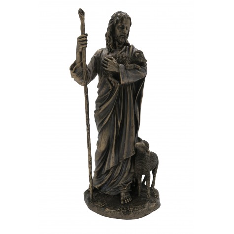 Jesus Christ Holding Lamb Statue - Lord Jesus with Sheep Handmade Figurine  