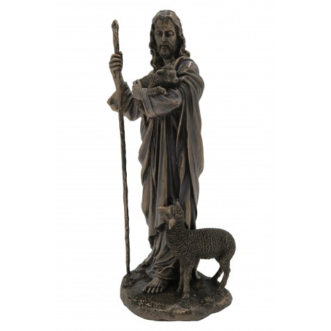 Jesus Christ Holding Lamb Statue - Lord Jesus with Sheep Handmade Figurine  