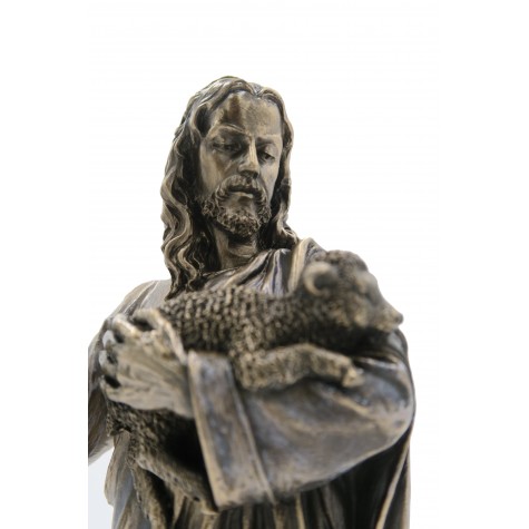Jesus Christ Holding Lamb Statue - Lord Jesus with Sheep Handmade Figurine  