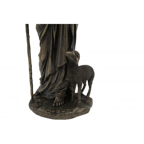 Jesus Christ Holding Lamb Statue - Lord Jesus with Sheep Handmade Figurine  