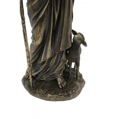 Jesus Christ Holding Lamb Statue - Lord Jesus with Sheep Handmade Figurine  