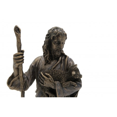 Jesus Christ Holding Lamb Statue - Lord Jesus with Sheep Handmade Figurine  