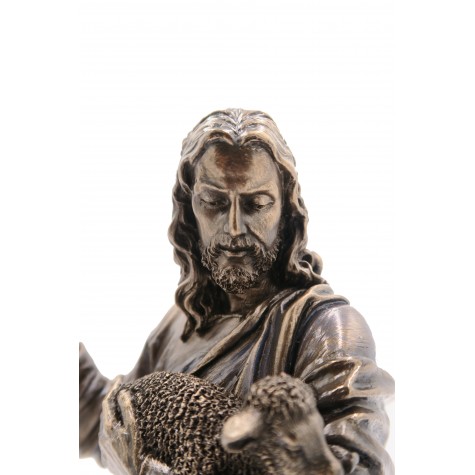 Jesus Christ Holding Lamb Statue - Lord Jesus with Sheep Handmade Figurine  