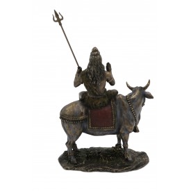 Shiva sitting on Nandi Bull - Polyresin Statue of Lord Shiva on Nandi - Religious Handicraft