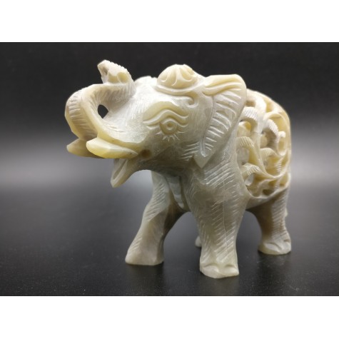 Elephant hand carved figurine in natural Gorara soapstone with baby elephant inside - Gorara | Soapstone elephant statues, carvings and gifts - stone handicrafts