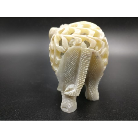 Elephant hand carved figurine in natural Gorara soapstone with baby elephant inside - Gorara | Soapstone elephant statues, carvings and gifts - stone handicrafts