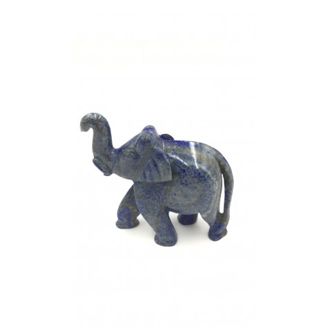 Elephant Statue in Lapis Lazuli Stone - Handmade elephant with healing stone Lapis Lazuli