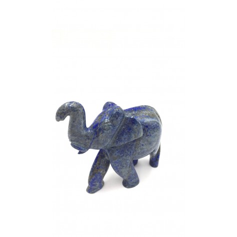 Elephant Statue in Lapis Lazuli Stone - Handmade elephant with healing stone Lapis Lazuli