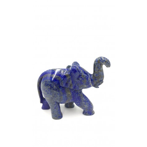 Elephant Statue in Lapis Lazuli Stone - Handmade elephant with healing stone Lapis Lazuli