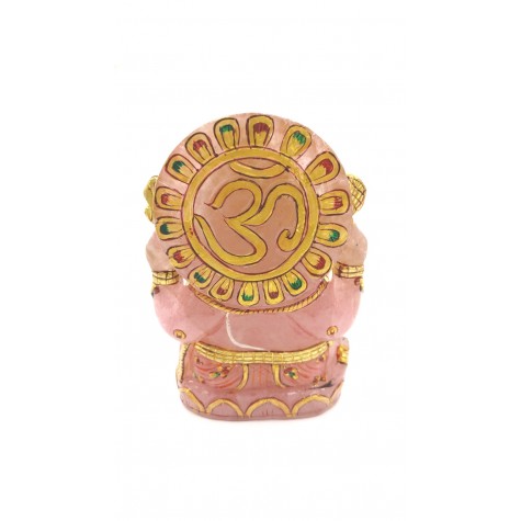 Ganesha Idol in Rose Quartz - Handmade Statue of Lord Ganesha in Semi Precious Stone 894 gms