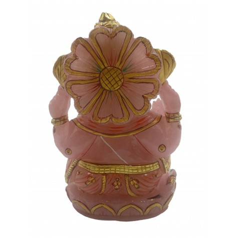 Ganesha Idol in Rose Quartz - Handmade Statue of Lord Ganesha in Semi Precious Stone 1453 gms